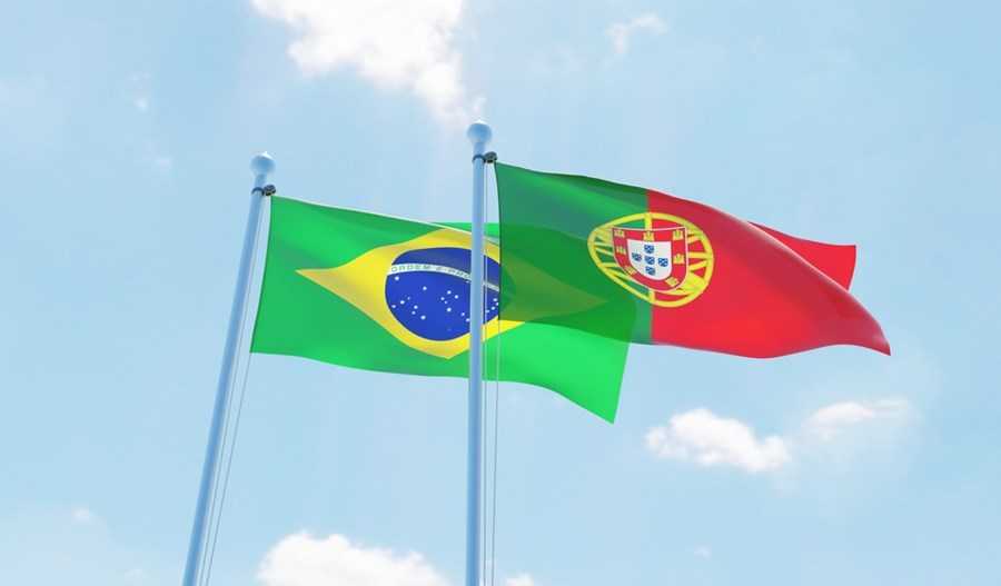 Flags of Brazil and Portugal